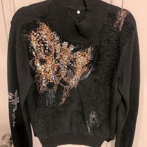 Sequin Mock Turtleneck Sweater